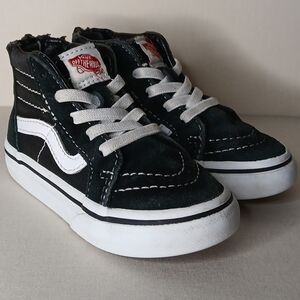 Vans Off The Wall Toddler High Top Sneakers Size 6.5 Black White Zip